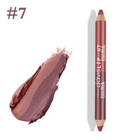 1PC Double Color Waterproof Matte Glitter Lip Liner Lipstick Long Lasting Lip Stain Stick Pencil Makeup Tools 4 Colors