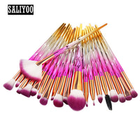 SALIYOO 21pcs Fish Tail Diamond Mermaid Makeup Brushes Set Foundation Powder Eyeshadow Contour Blending Face Cosmetic Brush Tool