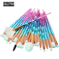 SALIYOO 21pcs Fish Tail Diamond Mermaid Makeup Brushes Set Foundation Powder Eyeshadow Contour Blending Face Cosmetic Brush Tool