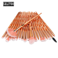 SALIYOO 21pcs Fish Tail Diamond Mermaid Makeup Brushes Set Foundation Powder Eyeshadow Contour Blending Face Cosmetic Brush Tool