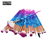 SALIYOO 21pcs Fish Tail Diamond Mermaid Makeup Brushes Set Foundation Powder Eyeshadow Contour Blending Face Cosmetic Brush Tool