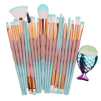 SALIYOO 21pcs Fish Tail Diamond Mermaid Makeup Brushes Set Foundation Powder Eyeshadow Contour Blending Face Cosmetic Brush Tool