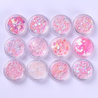 BONNIE CHOICE 12 Boxes Eye Glitter Mixed Flake Chunky Nail Face Eye Sequins Set Decorations Body Tools Makeup Kits