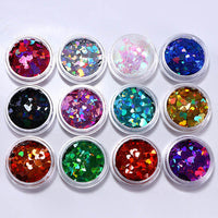 BONNIE CHOICE 12 Boxes Eye Glitter Mixed Flake Chunky Nail Face Eye Sequins Set Decorations Body Tools Makeup Kits