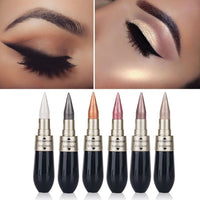1Pcs Double-end 2-in-1 Pearly Glimmer Waterproof Eyeshadow Black Eye Liner Pen Quick Dry Women Eye Beauty Makeup Accessorices