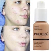 PHOERA Soft Matte Light Cream Long Lasting Liquid Face Foundation Makeup Coverage Foundation Natural Oil Control Maquiagem