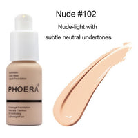 PHOERA Soft Matte Light Cream Long Lasting Liquid Face Foundation Makeup Coverage Foundation Natural Oil Control Maquiagem