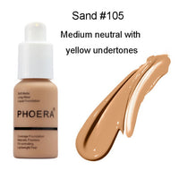 PHOERA Soft Matte Light Cream Long Lasting Liquid Face Foundation Makeup Coverage Foundation Natural Oil Control Maquiagem