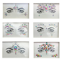 3D Crystal Glitter Jewels Tattoo Sticker Women Fashion Face Body Gems Gypsy Festival Adornment Party Makeup Beauty Stickers