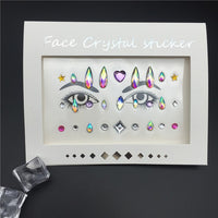 1PC Christmas DIY Eyebrow Face Body Art Adhesive Crystal Glitter Jewels Festival Party Eyes Tattoo Stickers Makeup Xmas Decor