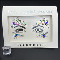 1PC Christmas DIY Eyebrow Face Body Art Adhesive Crystal Glitter Jewels Festival Party Eyes Tattoo Stickers Makeup Xmas Decor