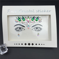 1PC Christmas DIY Eyebrow Face Body Art Adhesive Crystal Glitter Jewels Festival Party Eyes Tattoo Stickers Makeup Xmas Decor
