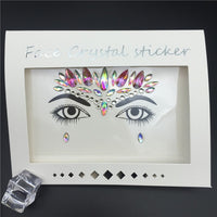 1PC Christmas DIY Eyebrow Face Body Art Adhesive Crystal Glitter Jewels Festival Party Eyes Tattoo Stickers Makeup Xmas Decor