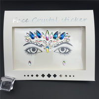 1PC Christmas DIY Eyebrow Face Body Art Adhesive Crystal Glitter Jewels Festival Party Eyes Tattoo Stickers Makeup Xmas Decor