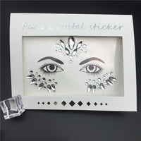 1PC Christmas DIY Eyebrow Face Body Art Adhesive Crystal Glitter Jewels Festival Party Eyes Tattoo Stickers Makeup Xmas Decor