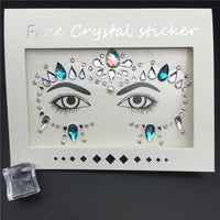 1PC Christmas DIY Eyebrow Face Body Art Adhesive Crystal Glitter Jewels Festival Party Eyes Tattoo Stickers Makeup Xmas Decor