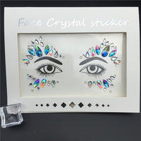 1PC Christmas DIY Eyebrow Face Body Art Adhesive Crystal Glitter Jewels Festival Party Eyes Tattoo Stickers Makeup Xmas Decor