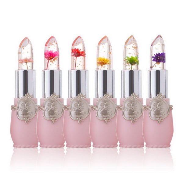 Transparent Changed Color Lip Balm Moisturizer Pink Pintalabios Jelly Flower Makeup Temperature Lipstick Long-lasting Lipbalm