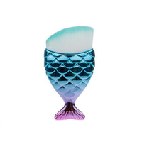 FLD 1Pcs Professional Mermaid Shape Makeup Brush  Foundation Cosmetic Fish Brush Makeup Tools 4 ColorsPowder Face Brush