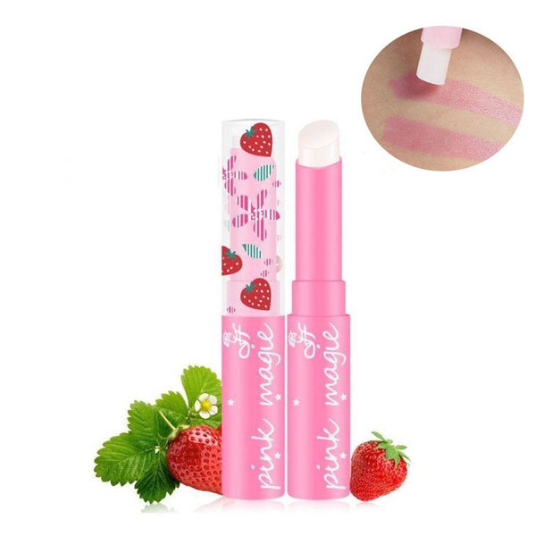 Strawberry Lipstick Makeup Magic Temperature Changed Color Lip Balm Pink Color Moisturizer Waterproof  Lip Cream